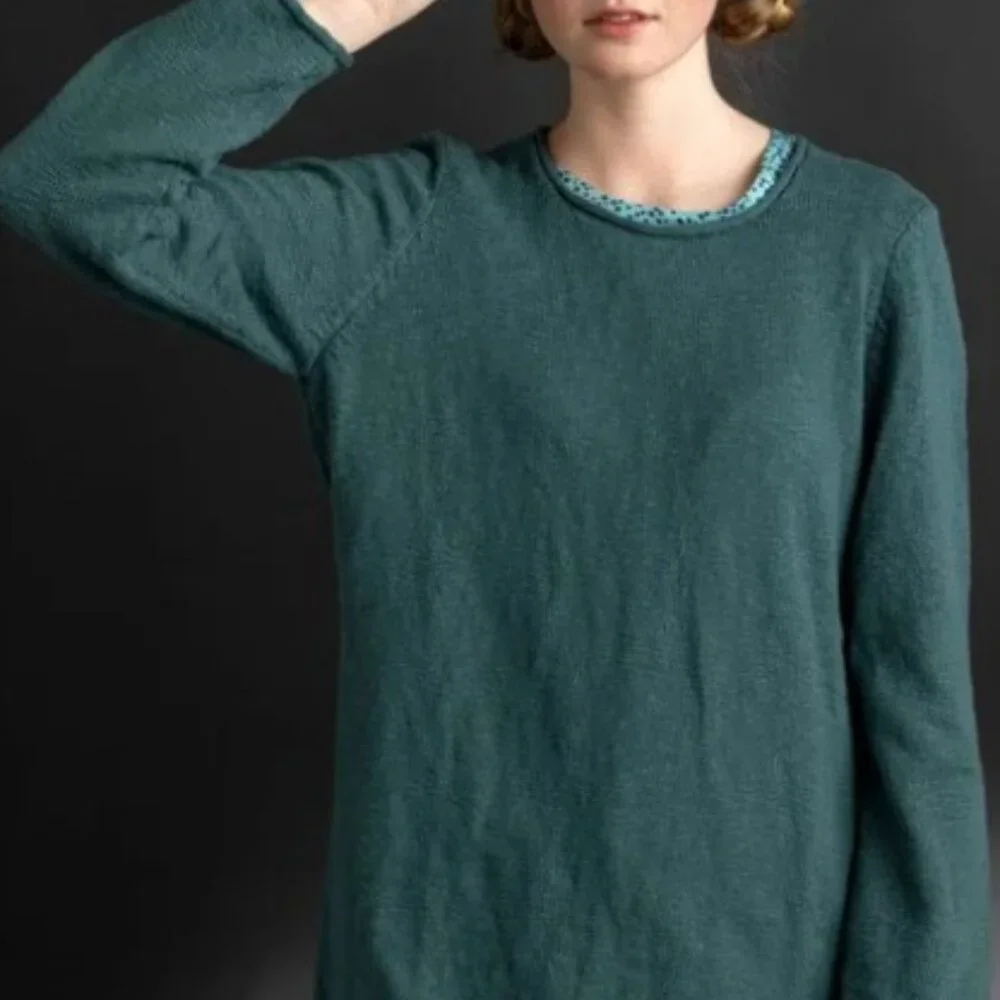 Gudrun Sjoden Bastis cotton sweater, opal green, size S - Picture 1 of 5